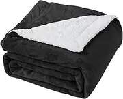Good Nite Reversible Sherpa Fleece Blanket - Fluffy Polyester Blanket, Soft and Warm, King Size, 230x270cm (Black)