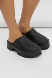Black Chunky Clogs Mules - Size 7, Women's Shoes