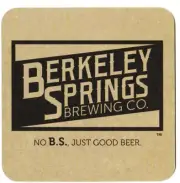 Berkeley Springs Brewing Co Beer Coaster Berkeley Springs WV