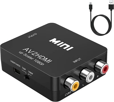 RCA to HDMI Adapter Gana AV to HDMI Converter AV to HDMI Adapter Support 1080P w