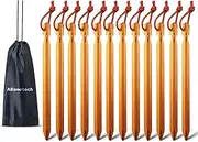 12 Pack Tent Stakes, 7075 Ground Metal Camping Aluminum Tent Pegs, Lightweight Tent Stakes Heavy Duty Spikes Camping Accessories, Orange