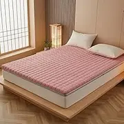 Household Bedroom Removable and Washable Mattress Japanese Tatami Mattress Futon Breathable Thick Floor Sleeping Mat Easy to Fold Student Dormitory Single Double ZSMFCD(Pink,135 * 200cm)