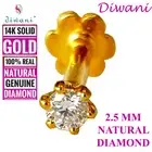 2.5mm Natural VVS Diamond Wedding Nose Lip Labret Screw Stud Piercing Ring Pin