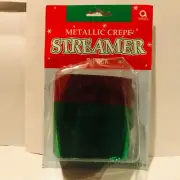 Christmas Metallic Crepe Paper Party Streamer 2- Pac 1 7/5" x 60ft Red & Green