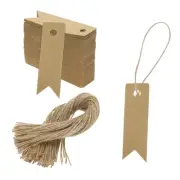 100Pcs Kraft Paper Gift Tags with String 2.7x0.8 Inch Wood Pulp Mini Label Brown