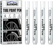 4 Pack Tire Marker Pens White Tire Paint Pen Permanent Waterproof Ink Paint Markers for Car Vehicle Motorcycle Tyre, DIY Gift Craft Project, Ceramic Glass Canvas Rubber Markers