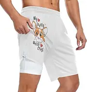 [ZZXXB] My Lovely Welsh Corgi Athletic Shorts for Men with Pockets 2 in 1 Quick Dry Running Shorts S-3XL