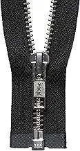 (22 INCH (56 CM)) - OPEN END ZIP - BLACK - BLACK METAL TOOTH/FINISH - HEAVY DUTY - YKK - HD-3 - 6/7/8/9/11/16/17/18/19/20/21/22/23/24/25/26/27/28/29/30/31/32/33/34/35/36/37/38/39/40 INCH (22 INCH