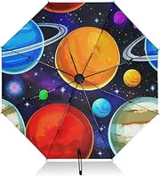 [RPLIFE] Umbrellas for Rain, Umbrelllas for Rain Compact Windproof, Ideal for Car, Purse, Men and Women, Outer Space Planets