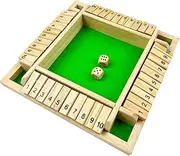 ZUNIPLEX Shut The Box 4 Players - Dice Games,Wooden Board Game,Educational Dice Game for Kids,Smart Game for Learning Numbers