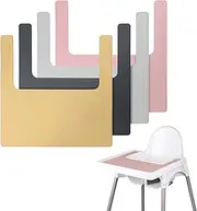 Lomgwumy High Chair Placemat, 4 Durable for IKEA High Chair Mat, Clean and Hygienic, Suitable for IKEA Antilop Highchai, for Toddlers and Babies (Khaki, Dark Grey, Light Grey, Pink)