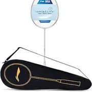 Li-Ning Wind Lite 700 II Carbon Fibre Badminton Strung Racket with Full Cover | For Intermediate | Size: 77gm | White-Gold