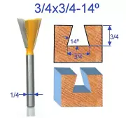 1 pc 1/4" SH 3/4 Diameter 14° Dovetail Router Bit (43705PC) For Omni Jig