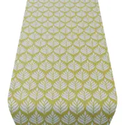 Scandi Leaf Table Runner in Ochre Yellow. 100% Cotton. Available in Two Sizes.