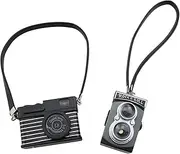 TAODAN 2pcs Dollhouse Mini Camera with Lanyard - Digital Camera and Vintage Camera Model Photography Props