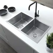 Handmade Kitchen Sink Double Bowls 800x450mm Undermount/Topmount 1.8mm Thick