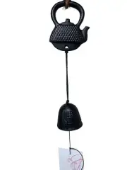 4963, Japanese Cast Iron Windchimes, Black Color Teapot and Bell Shaped Wind ...