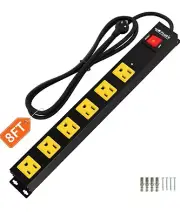 Power Strip 2700J Surge Protector, Heavy Duty Power Strip 8Ft