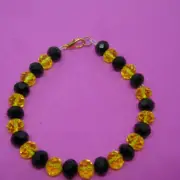 Amber and Black Briolette Bracelet. Sparkly, Elegant and Durable. Free Shipping