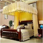 Double Luxury Bed Canopy Mosquito net-H 2.1M, Decorative Bed Curtain for Girls Princess Room Bedroom, 120/135/150/180/200/220CM (Color : Beige, Size : 200X220cm/79X87in)