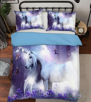 3D Elf Unicorn NAO2319 Bed Pillowcases Quilt Duvet Cover Set Queen King Fay