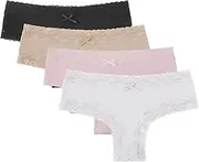 [ITRENLIN] Women Lace Panties,Lace Hipster Panties, Soft, Stretched and Cute, 4-Pack