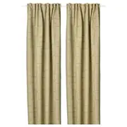LÖNNSTÄVMAL block-out curtains, 1 pair, light olive-green/with heading tape, 145x250 cm