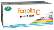 ESI Ferrolin C Pocket Drink Supplement Iron Vitamin C Iron Supplement 24pz