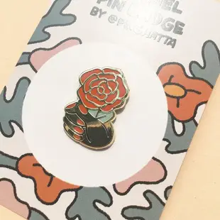 For You Flower Roses Hard Enamel Pin by Ping Hatta