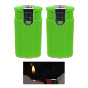 2 pcs "Green" Dual Flame Torch Soft & Windproof Flame Butane Refillable Lighter