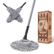Mop with 2 Reusable Heads, Easy Wringing Twist Mop, with 57.5 inch Long Handl...