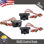3) Universal Car Audio Amplifier Bass Boost RCA Level Remote Volume Control Knob