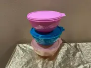 New Tupperware Beautiful Colors Set 3 Wonderlier Mixing Nesting Bowls 1.8L each