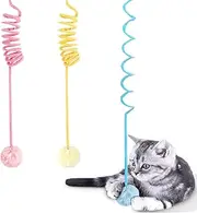 Cat Spring Toys, Self-Play Hanging Stretchable Cat Spring with Bell, 3 Pack Soft Plush Interactive Cat Toys for Indoor Cats Kitten Chasing and Playing