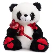 I Love You Stuffed Animal Plush with Red Hearts and Bow Sweet Plush Toy Panda