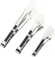 AIMALL 3pcs Stainless Steel Food Clips with Silicone Handle – Korean Barbecue, Bread, and Kitchen Tongs for Steak and Grilling, Three-Line Design