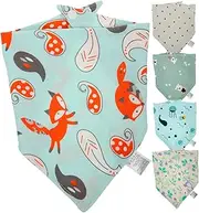 ERINGOGO 5Pcs Newborn Dribble Bibs Absorbent Bibs with Snaps Random Styles Soft Breathable for Teething Feeding Machine Washable Clothing Protector