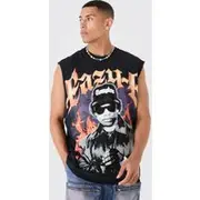 Mens Black Oversized Large Scale Eazy-E License vest