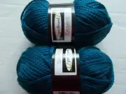 Department 71 Regent knit texture wool blend yarn, Blue Teal,lot of 2(76 yds ea)