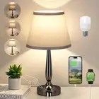 Touch Table Lamp for Bedroom, Small Bedside Lamp with USB C Charging Port, 3 ...