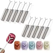 Heart Magnet for Cat Eye Gel Polish, Cat Eye Magnetic Nail Art Tool SetMagnet Sticks with Y-Shaped Guide for Nails, DIY Manicure Kit, Friendly To Beginner (10 PCS)