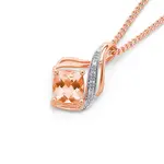 9ct Rose Gold Morganite & Diamond Pendant in Peach