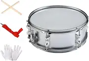 Vaveren 14 in Snare Drum Musical Instruments Professional with Gloves Percussion Instrument Music Drums for Adults Kids Holiday Gifts, Silver 14 inch