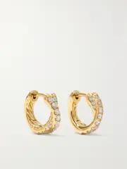 [David Yurman] David Yurman - Crossover 18-karat Gold Diamond Hoop Earrings - One size One size Gold