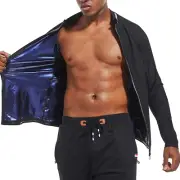 Sauna Suit for Men Sweat Jacket Long Sleeve Shirt Workout Body Shaper Zipper Top