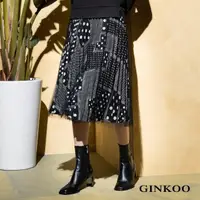 在飛比找momo購物網優惠-【GINKOO 俊克】點點百褶紗裙