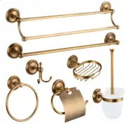 Solid Brass Bathroom Accessories Set,Robe Hook,Paper Holder,Towel BarSoap Basket