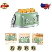 High-Powered 4-Slice Retro Toaster with Stainless Steel and Safety Features