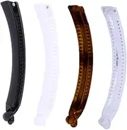 4 Pcs Womens Slim Thin Banana Hair Clip Ponytail Maker Inner Teeth Secure Clasp Lock Strong Grip Cute Beauty Fashion Accessory (Multiple colors, One Size)