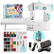 Mini Sewing Machine for Beginners, 48-Piece Portable Sewing Machine, Dual Spe...